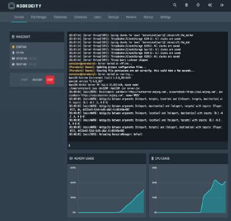 Nodeocity game server control panel