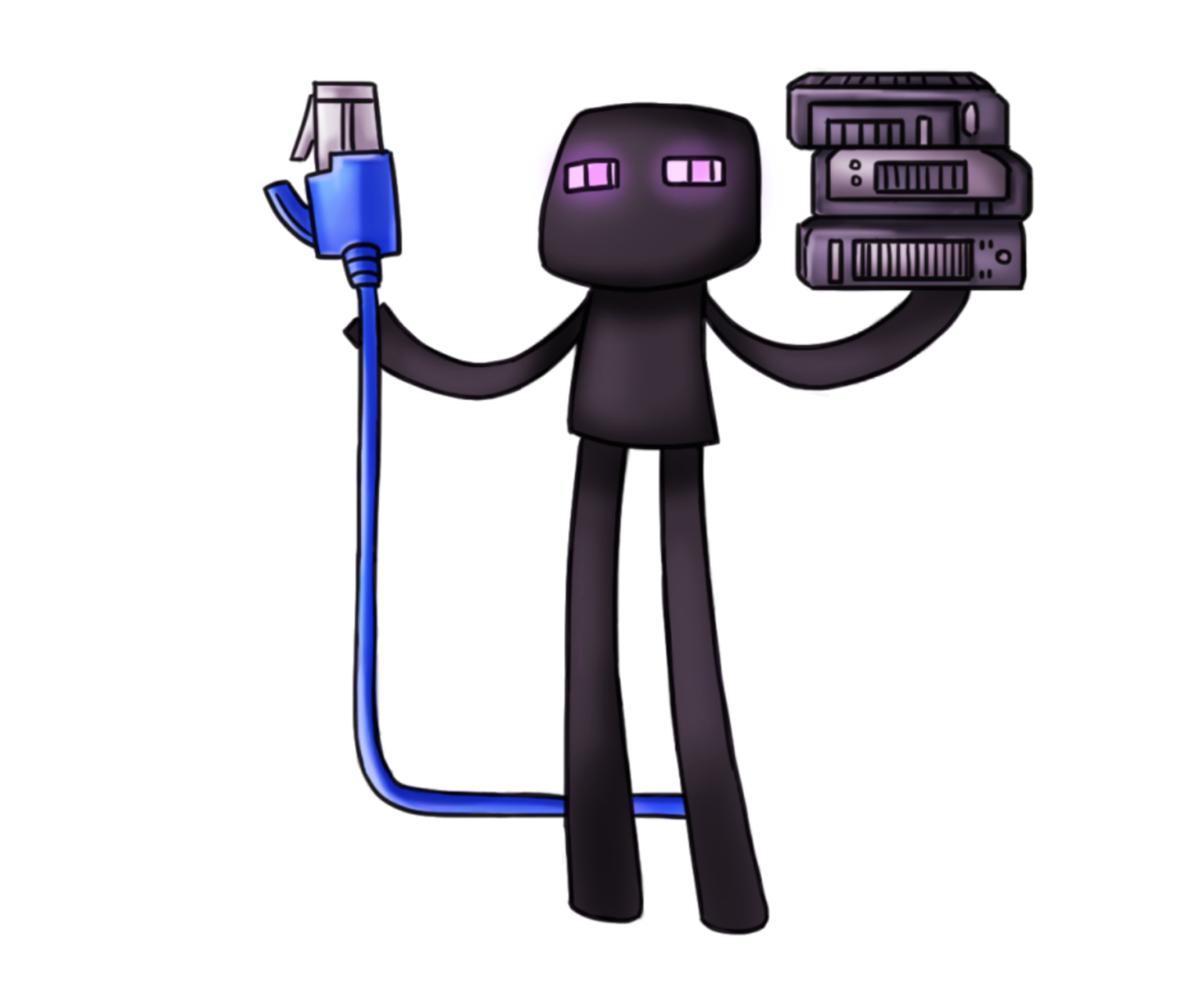 Enderman holding an ethernet cable